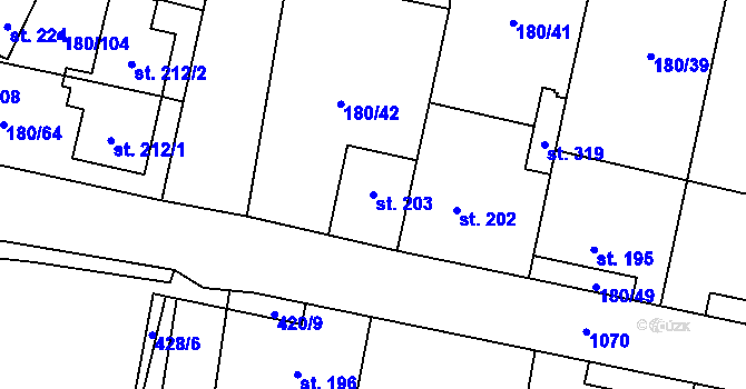 Parcela st. 203 v KÚ Niva, Katastrální mapa