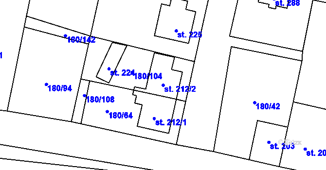 Parcela st. 212/2 v KÚ Niva, Katastrální mapa