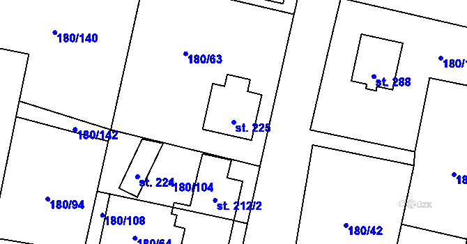 Parcela st. 225 v KÚ Niva, Katastrální mapa