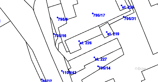 Parcela st. 226 v KÚ Niva, Katastrální mapa