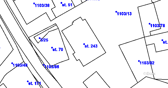 Parcela st. 243 v KÚ Niva, Katastrální mapa