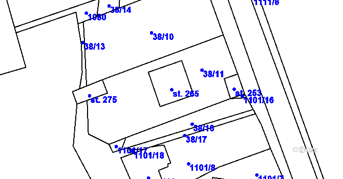 Parcela st. 265 v KÚ Niva, Katastrální mapa