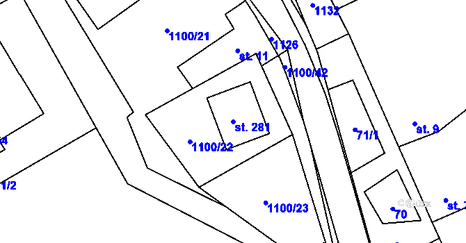 Parcela st. 281 v KÚ Niva, Katastrální mapa