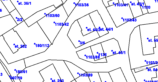 Parcela st. 3/6 v KÚ Niva, Katastrální mapa