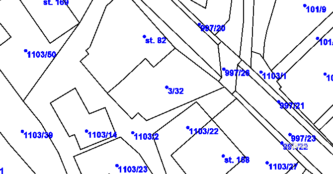 Parcela st. 3/32 v KÚ Niva, Katastrální mapa