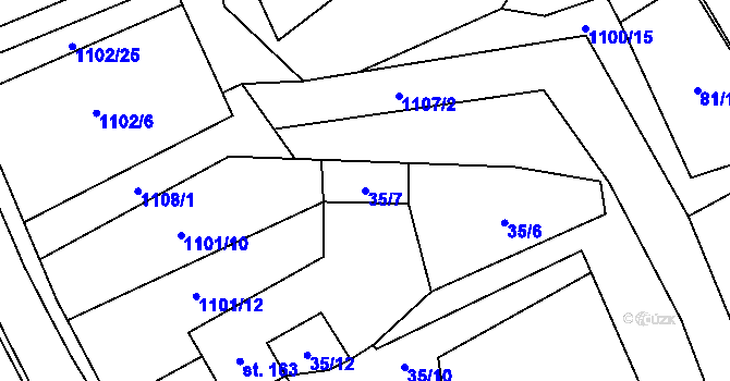 Parcela st. 35/7 v KÚ Niva, Katastrální mapa