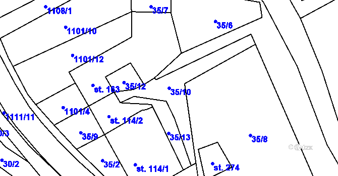 Parcela st. 35/10 v KÚ Niva, Katastrální mapa