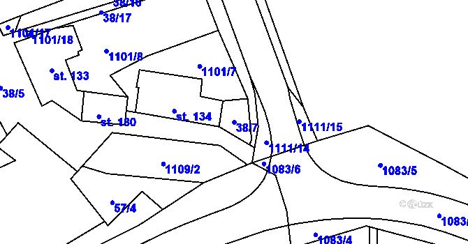 Parcela st. 38/7 v KÚ Niva, Katastrální mapa