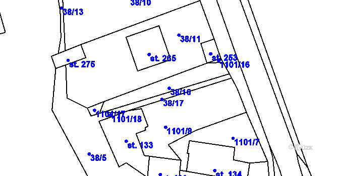 Parcela st. 38/16 v KÚ Niva, Katastrální mapa