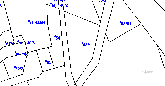 Parcela st. 55/1 v KÚ Niva, Katastrální mapa