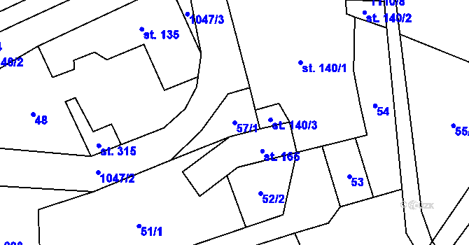 Parcela st. 57/1 v KÚ Niva, Katastrální mapa