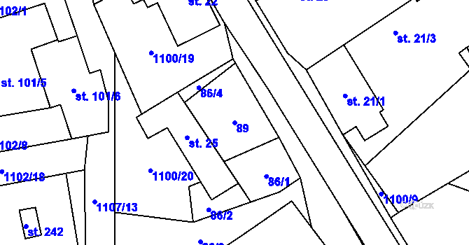 Parcela st. 89 v KÚ Niva, Katastrální mapa