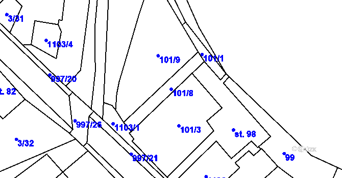 Parcela st. 101/8 v KÚ Niva, Katastrální mapa