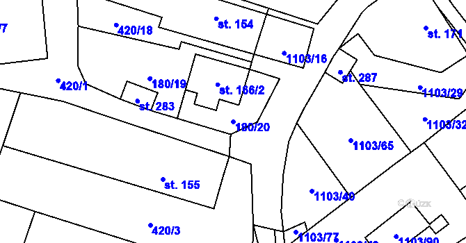 Parcela st. 180/20 v KÚ Niva, Katastrální mapa
