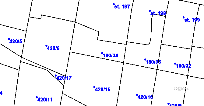 Parcela st. 180/34 v KÚ Niva, Katastrální mapa