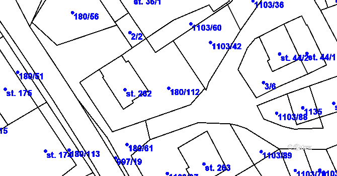 Parcela st. 180/112 v KÚ Niva, Katastrální mapa