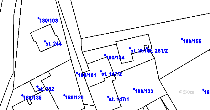 Parcela st. 180/134 v KÚ Niva, Katastrální mapa