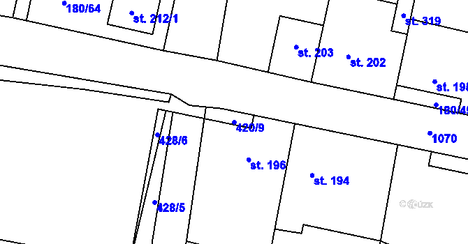 Parcela st. 420/9 v KÚ Niva, Katastrální mapa