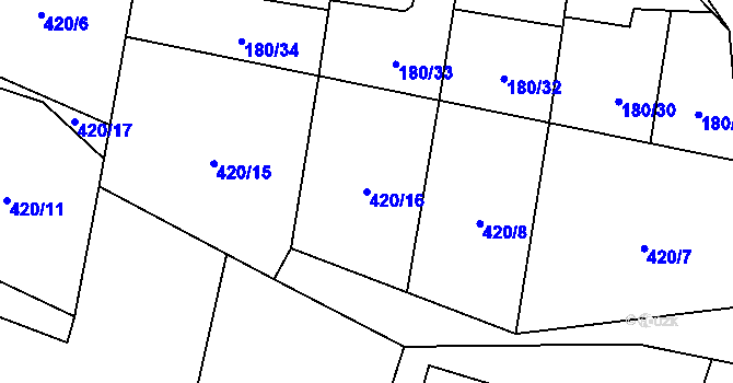 Parcela st. 420/16 v KÚ Niva, Katastrální mapa