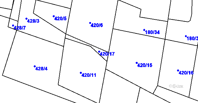 Parcela st. 420/17 v KÚ Niva, Katastrální mapa