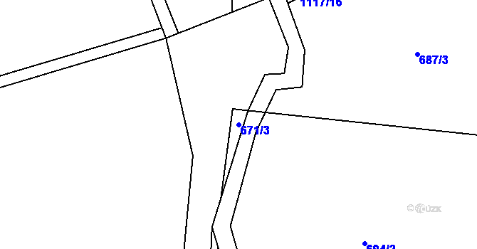 Parcela st. 671/3 v KÚ Niva, Katastrální mapa