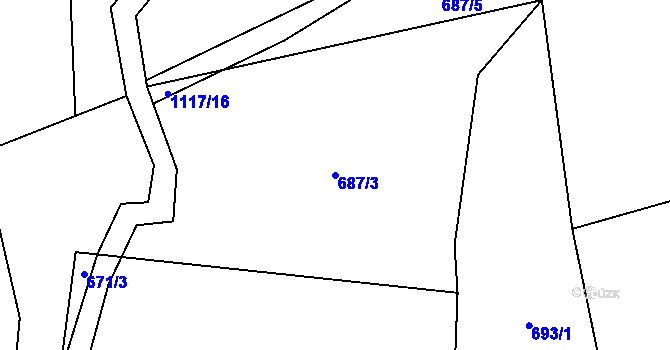 Parcela st. 687/3 v KÚ Niva, Katastrální mapa