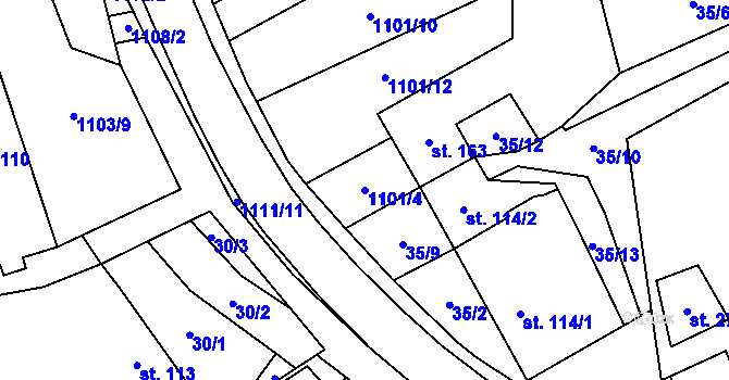 Parcela st. 1101/4 v KÚ Niva, Katastrální mapa