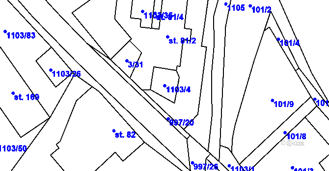 Parcela st. 1103/4 v KÚ Niva, Katastrální mapa