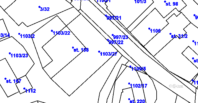 Parcela st. 1103/27 v KÚ Niva, Katastrální mapa