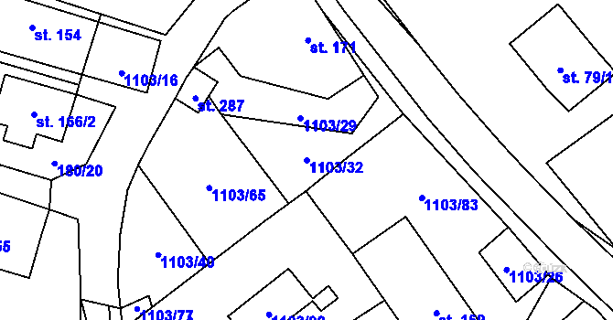 Parcela st. 1103/32 v KÚ Niva, Katastrální mapa