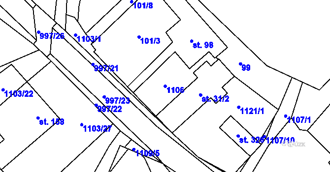 Parcela st. 1106 v KÚ Niva, Katastrální mapa