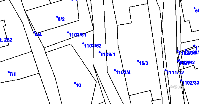 Parcela st. 1109/1 v KÚ Niva, Katastrální mapa