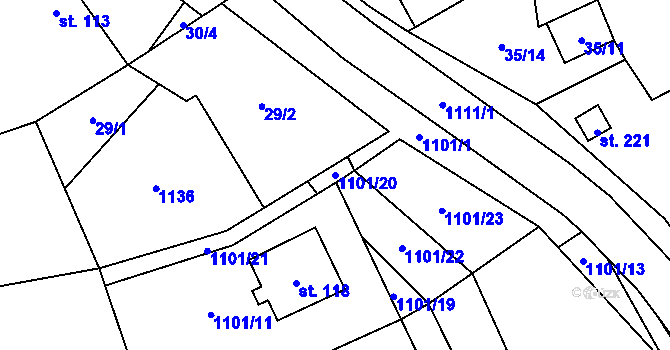 Parcela st. 1101/20 v KÚ Niva, Katastrální mapa