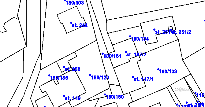 Parcela st. 180/161 v KÚ Niva, Katastrální mapa