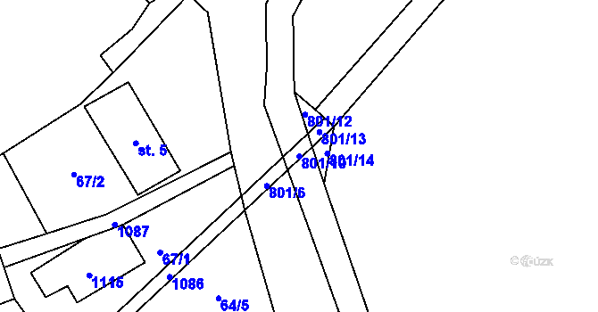 Parcela st. 801/10 v KÚ Niva, Katastrální mapa
