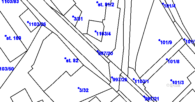 Parcela st. 997/20 v KÚ Niva, Katastrální mapa