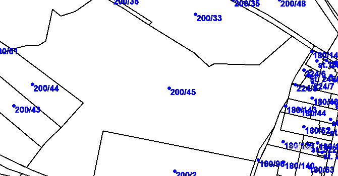 Parcela st. 200/45 v KÚ Niva, Katastrální mapa