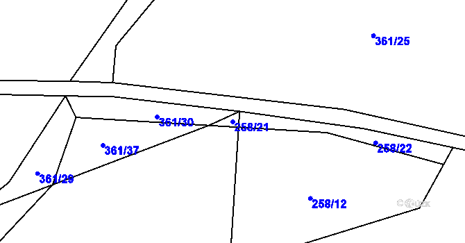 Parcela st. 258/21 v KÚ Niva, Katastrální mapa