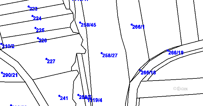 Parcela st. 258/27 v KÚ Niva, Katastrální mapa