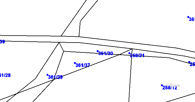 Parcela st. 361/30 v KÚ Niva, Katastrální mapa