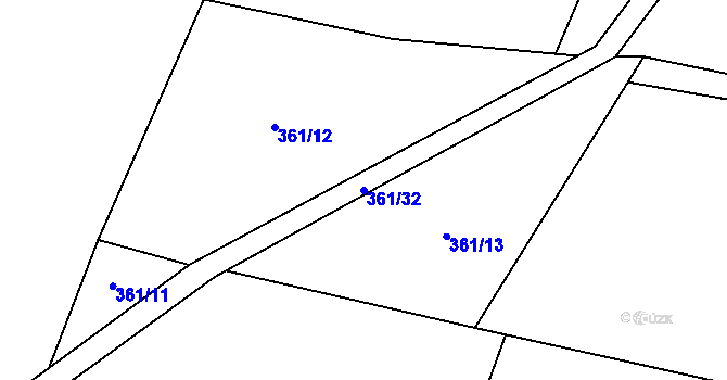 Parcela st. 361/32 v KÚ Niva, Katastrální mapa