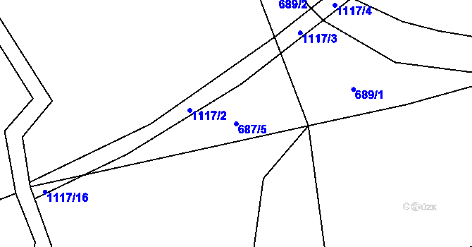 Parcela st. 687/5 v KÚ Niva, Katastrální mapa