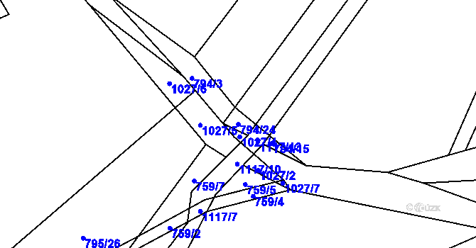 Parcela st. 794/24 v KÚ Niva, Katastrální mapa