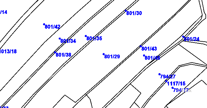 Parcela st. 801/29 v KÚ Niva, Katastrální mapa