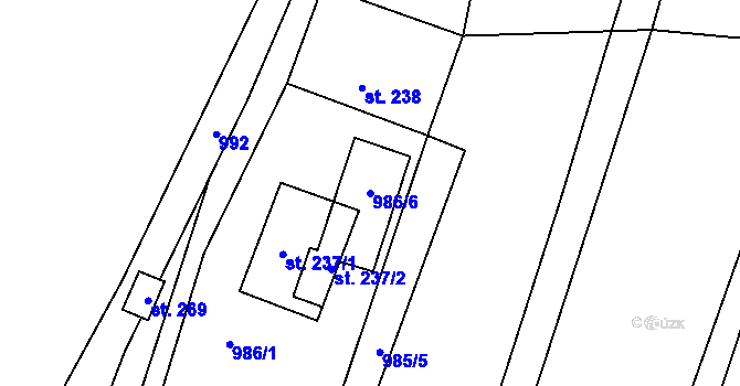 Parcela st. 986/6 v KÚ Niva, Katastrální mapa