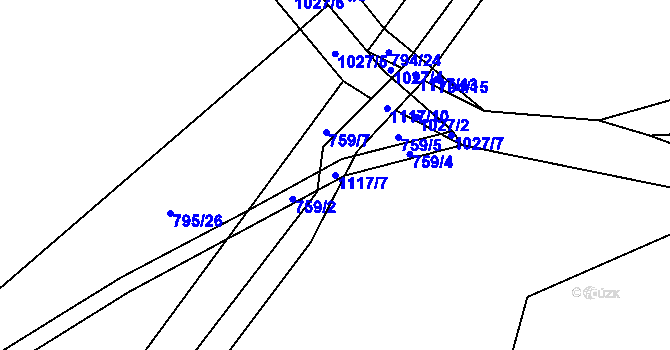 Parcela st. 1117/7 v KÚ Niva, Katastrální mapa