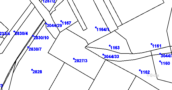 Parcela st. 1164/3 v KÚ Nivnice, Katastrální mapa