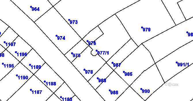 Parcela st. 977/1 v KÚ Nivnice, Katastrální mapa