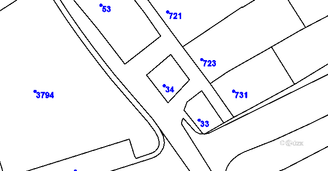 Parcela st. 34 v KÚ Nivnice, Katastrální mapa