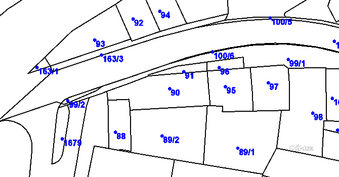 Parcela st. 90 v KÚ Nivnice, Katastrální mapa